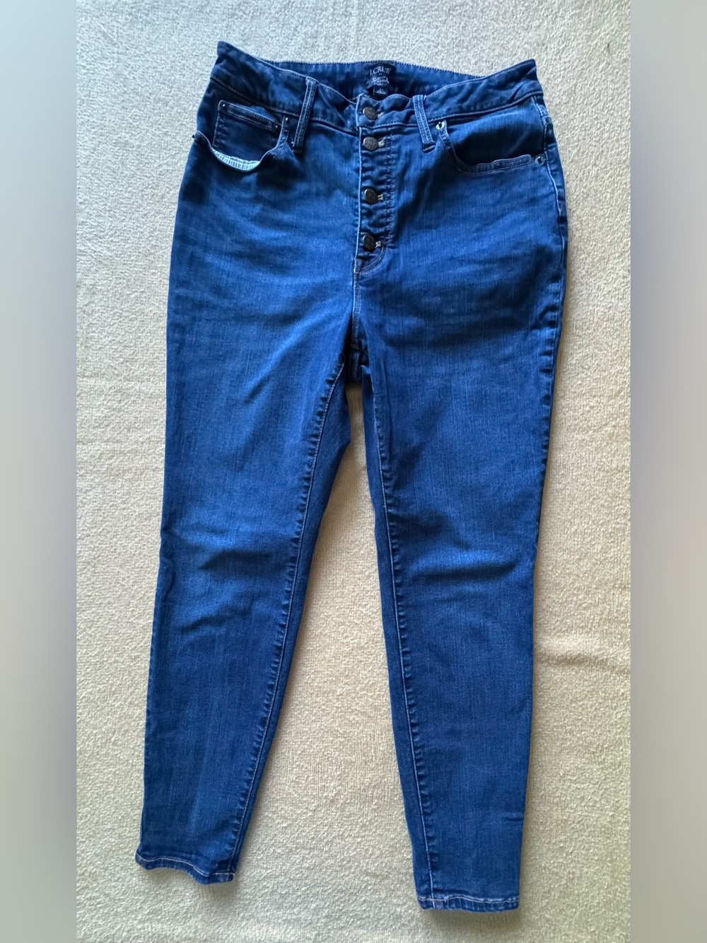 J. Crew Dark Blue High-Rise Button-Fly Skinny Jeans